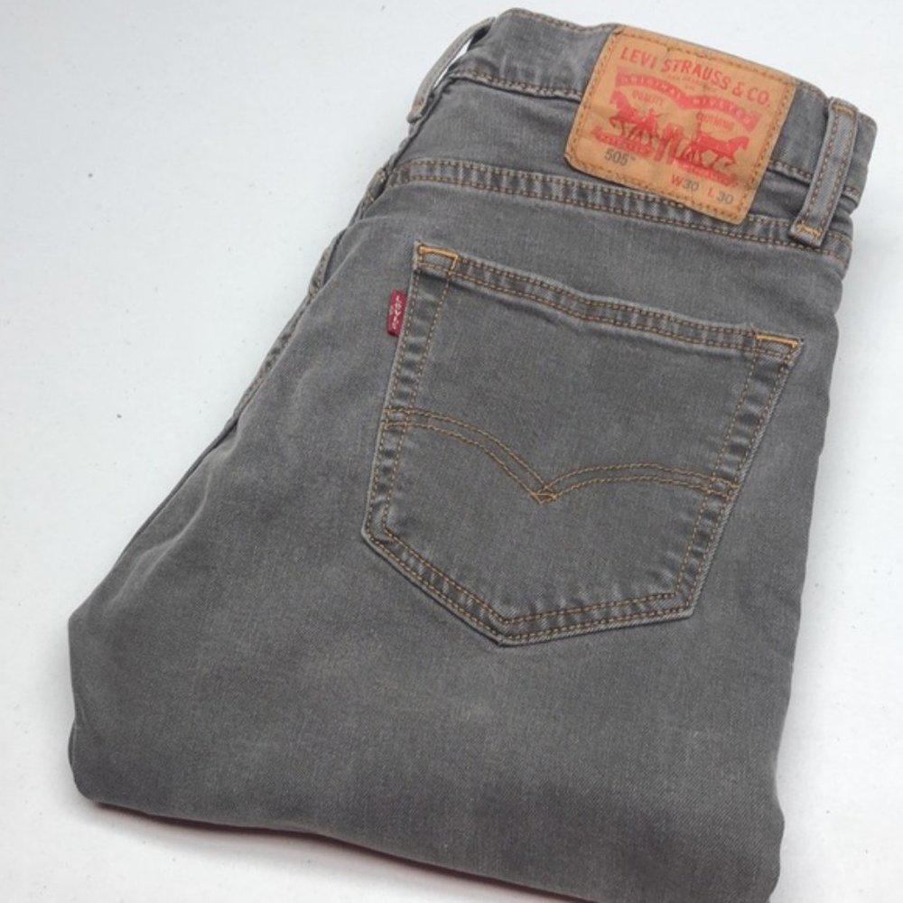 VINTAGE MENS LEVI 505 REGULAR FIT GRAYWASH JEANS 30x30 🇺🇸